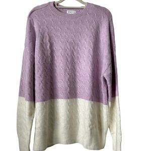 Lovers+Friends Cable knit 2 Tone Medium Lilac & Creme Sweater